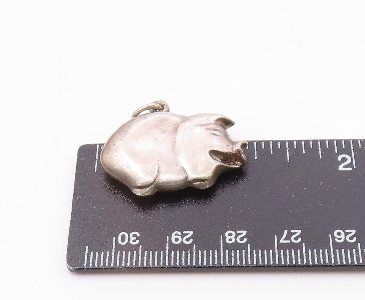 925 Sterling Silver Vintage Minimalist Hollow Pig Animal Pendant PT21432