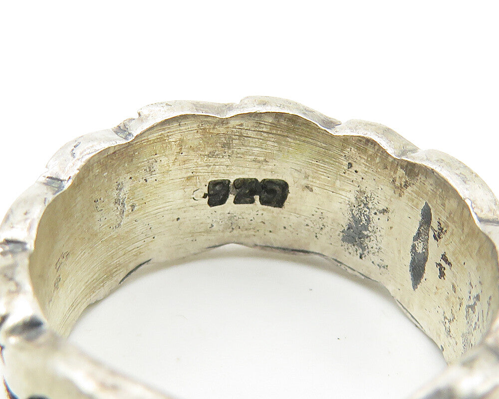 925 Sterling Silver Vintage Oxidized Chain Link Design Band Ring Sz 5 RG10620