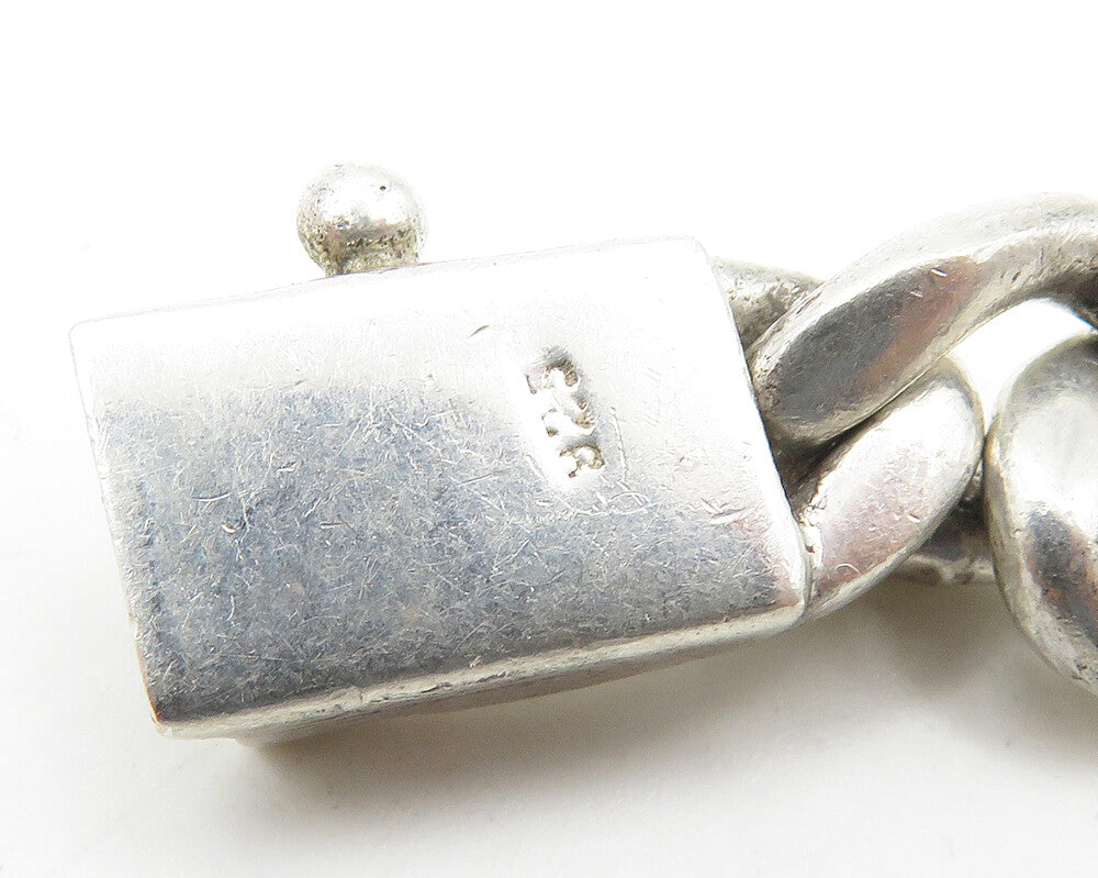 925 Sterling Silver Vintage Shiny Curb Link Minimalist Chain Necklace NE2851
