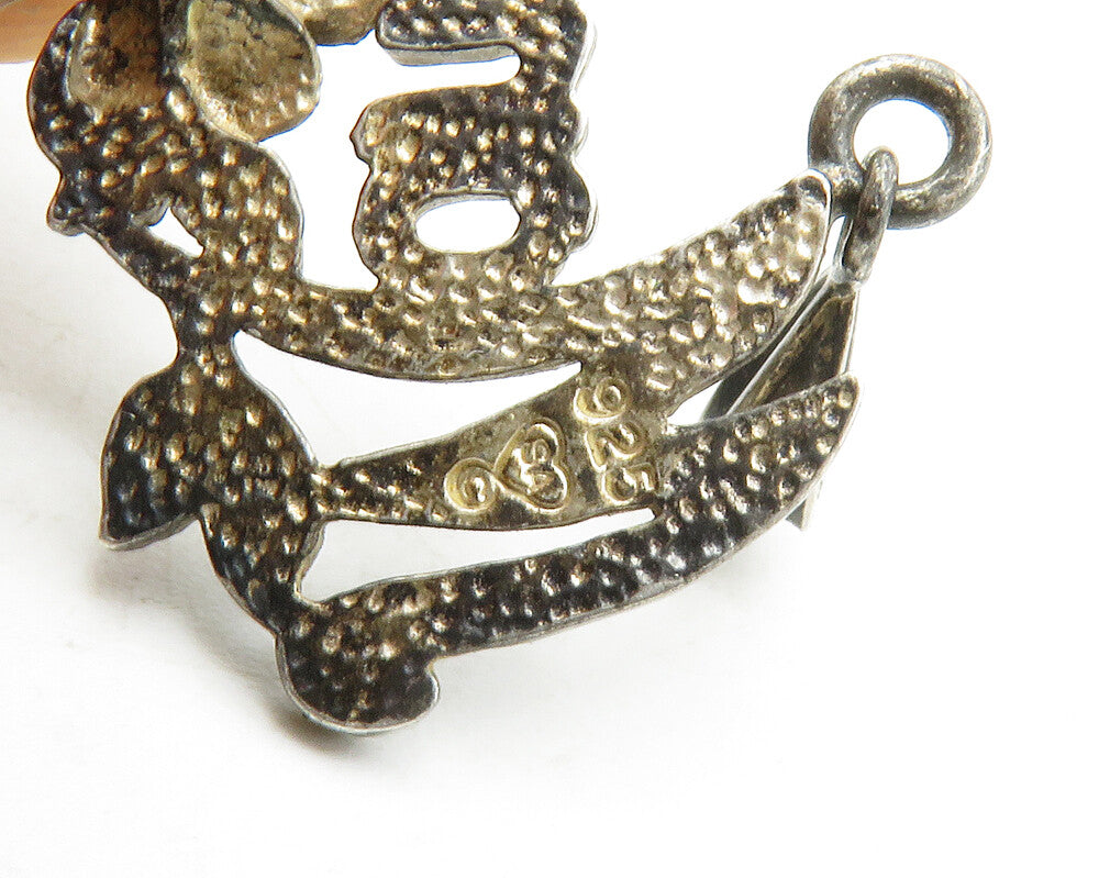 925 Sterling Silver Vintage Petite Pearl Mom Floral Vine Pendant PT10538