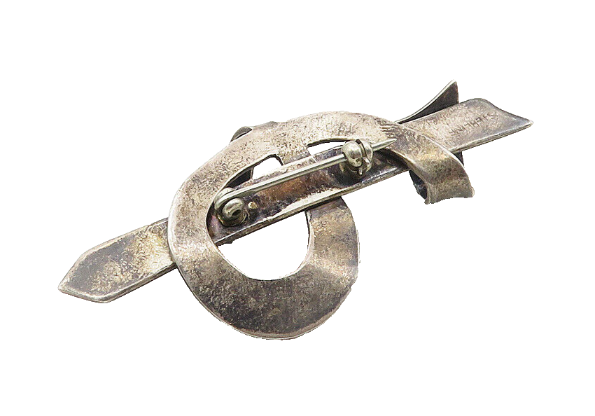 925 Sterling Silver Vintage Dark Tone Swirl Ribbon Design Brooch Pin BP3882