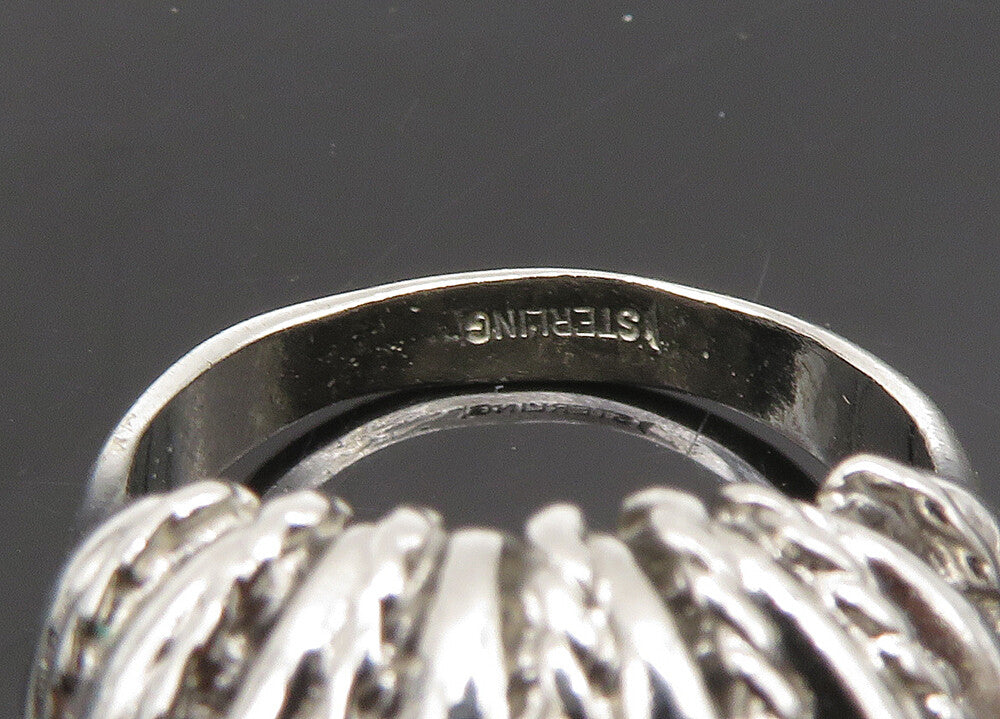 925 Sterling Silver Vintage Shiny Fluted Twist Dome Band Ring Sz 9 RG22780