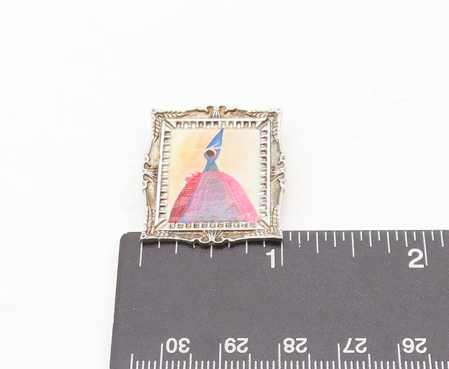 925 Sterling Silver Vintage Pendant Swirly Carved Teng Teng Microcosm PT22480