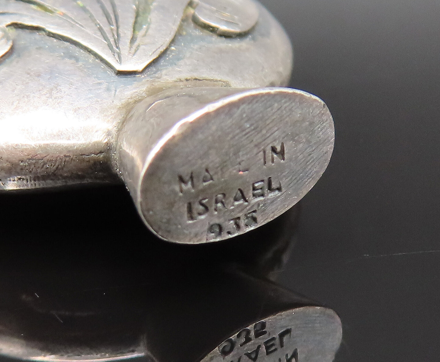 ISRAEL 925 Silver Vintage Carnelian Perfume Bottle Brooch Pin (OPENS) BP9886