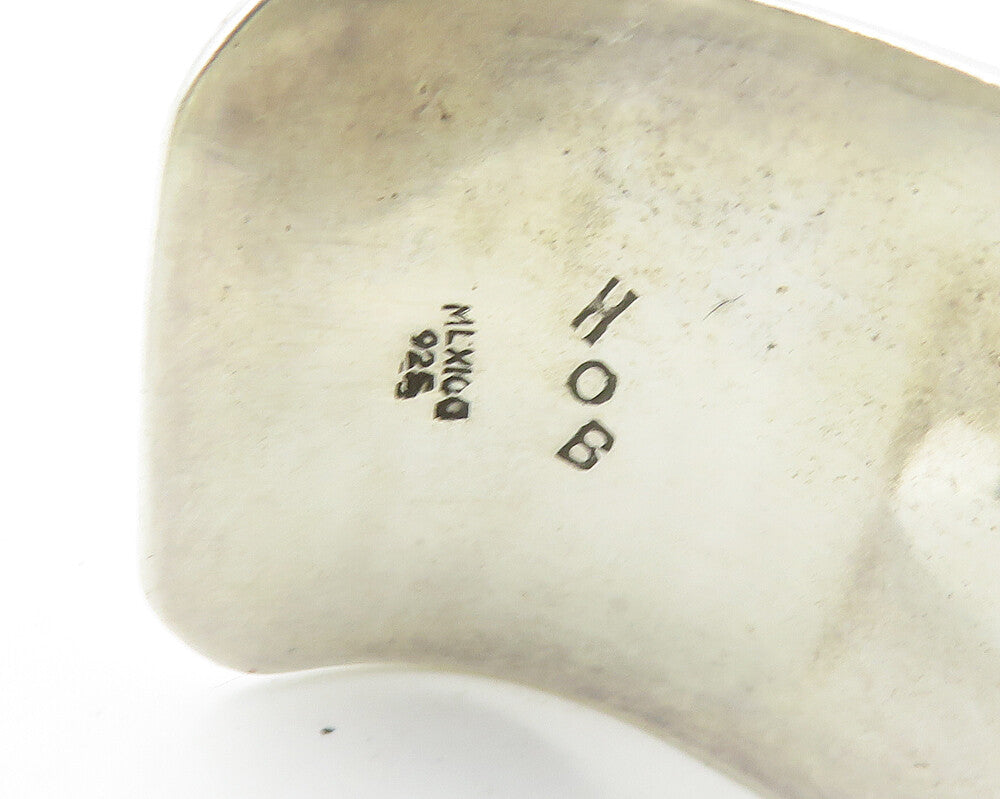 HOB MEXICO 925 Silver Vintage Shiny Lizard Pattern Cuff Bracelet BT7529