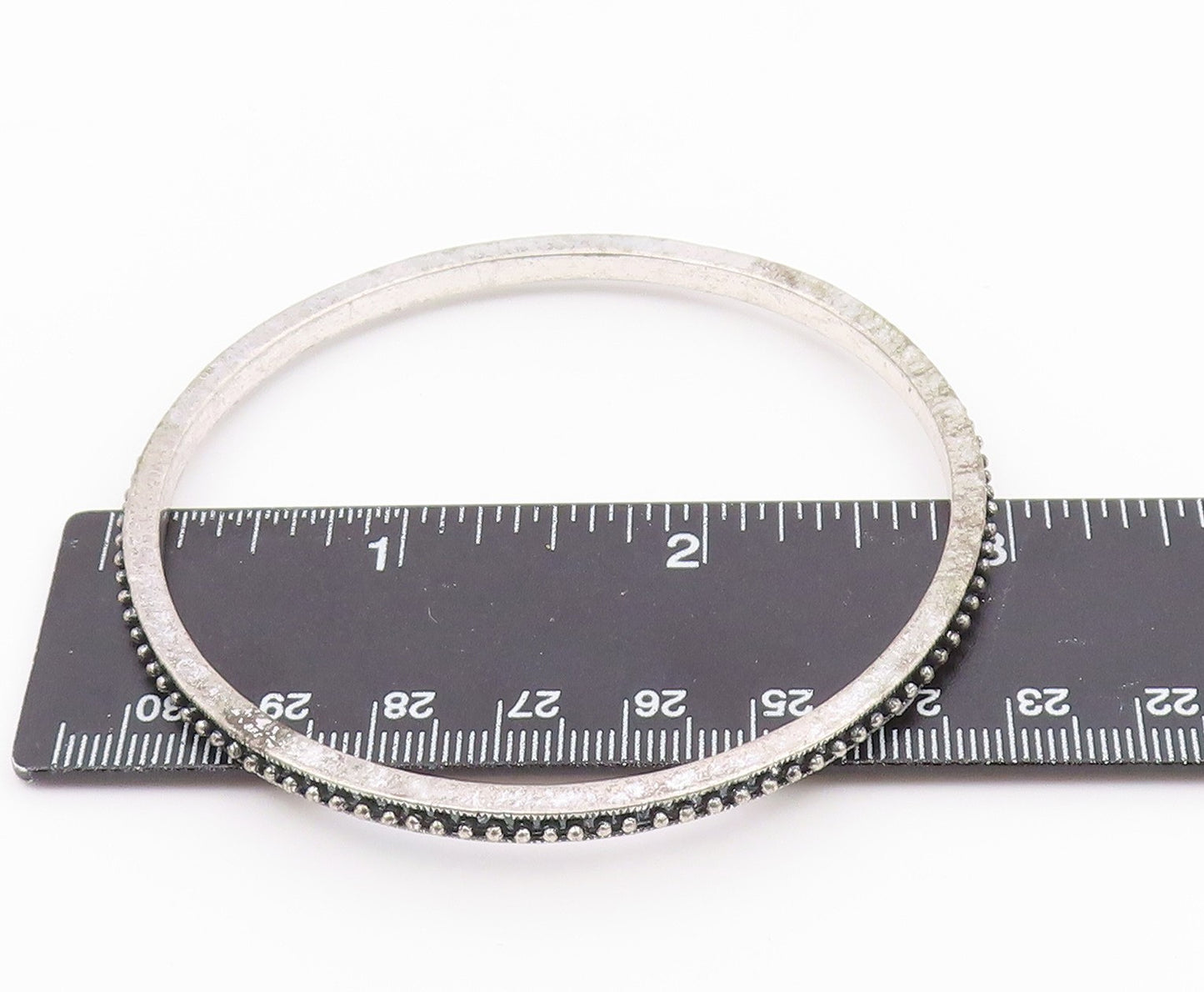 925 Sterling Silver Vintage Dark Tone Spiked Detail Bangle Bracelet BT6891