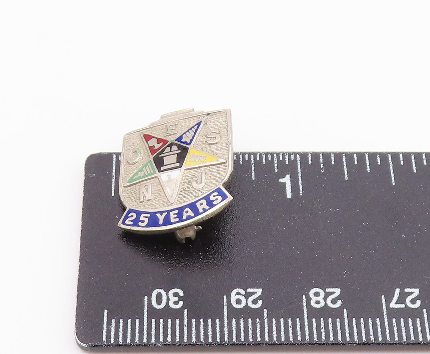 925 Sterling Silver Vintage Enamel Order Of Eastern Star Brooch Pin BP8608