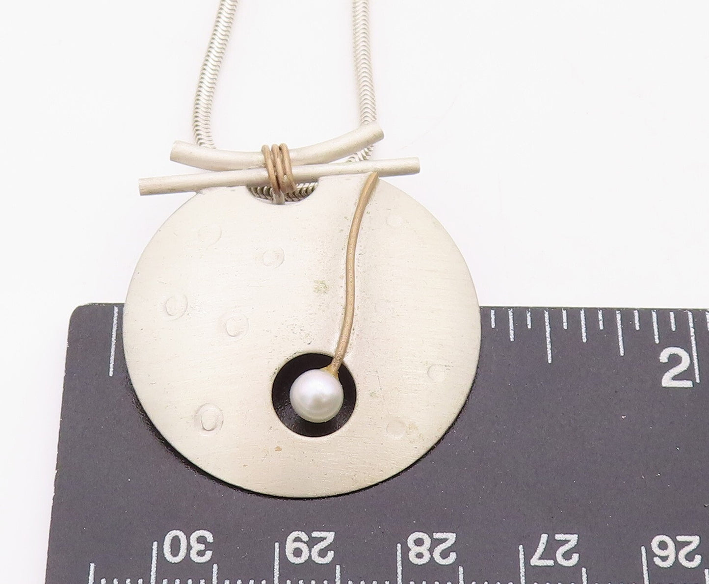 925 Sterling Silver Vintage Necklace Minimalist Round Beaded Pearl NE4315