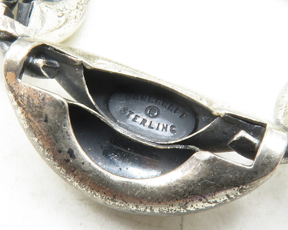 925 Sterling Silver Vintage Shiny Round Linked Design Brooch Pin BP4569