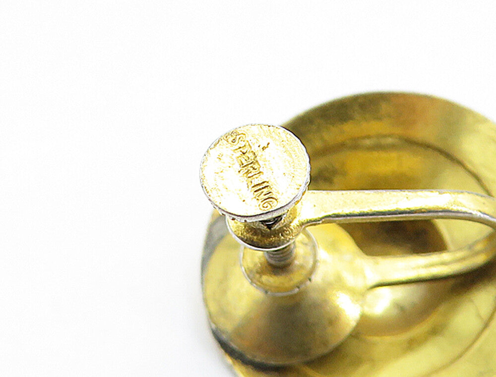 925 Sterling Silver Vintage Gold Plated Non Pierce Dome Stud Earrings EG2499