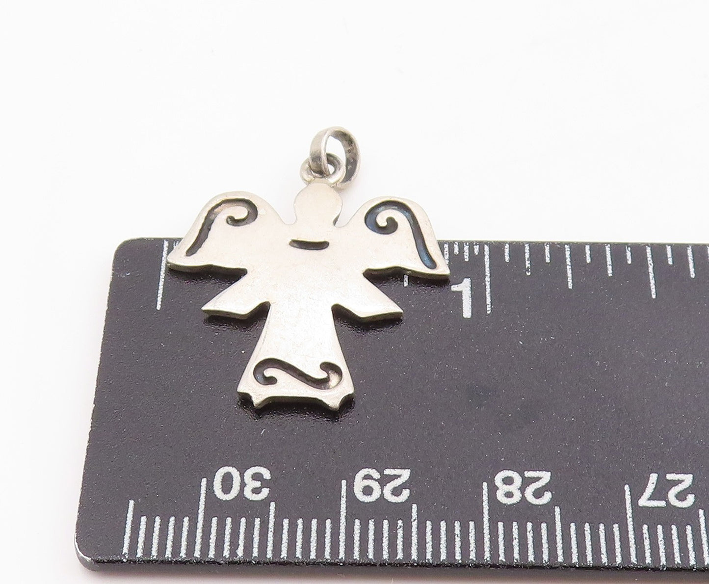 925 Sterling Silver Vintage Pendant Guardian Angel Spiritual Charm PT25418