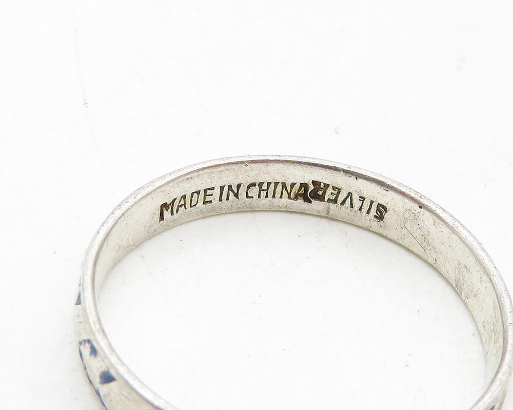 925 Sterling Silver Vintage Arrow Patterned Petite Band Ring Sz 6.5 RG10025