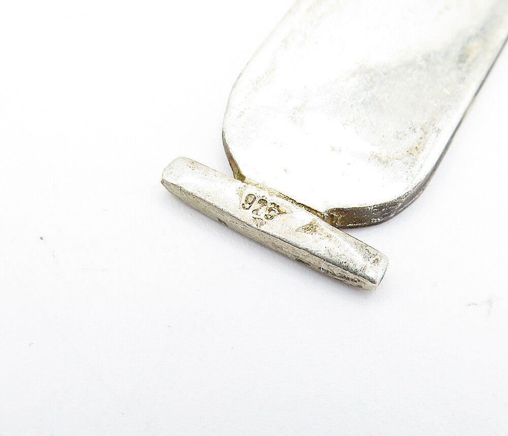 925 Silver & 18K GOLD Vintage Two Tone Hebrew Cartouche Pendant PT4258