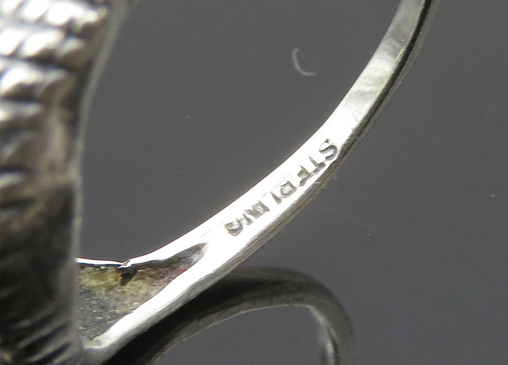925 Sterling Silver Vintage Amethyst Etched Detail Band Ring Sz 5 RG20427