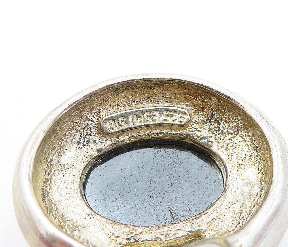 ESPO 925 Sterling Silver Vintage Cabochon Cut Hematite Slide Pendant PT3891