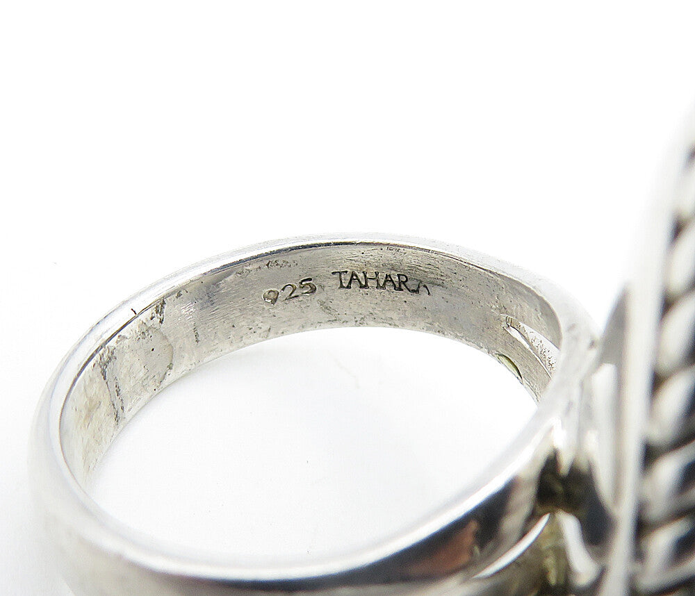 TAHARA 925 Silver Vintage Glass Art Tear Drop Dome Cocktail Ring Sz 9 RG6658