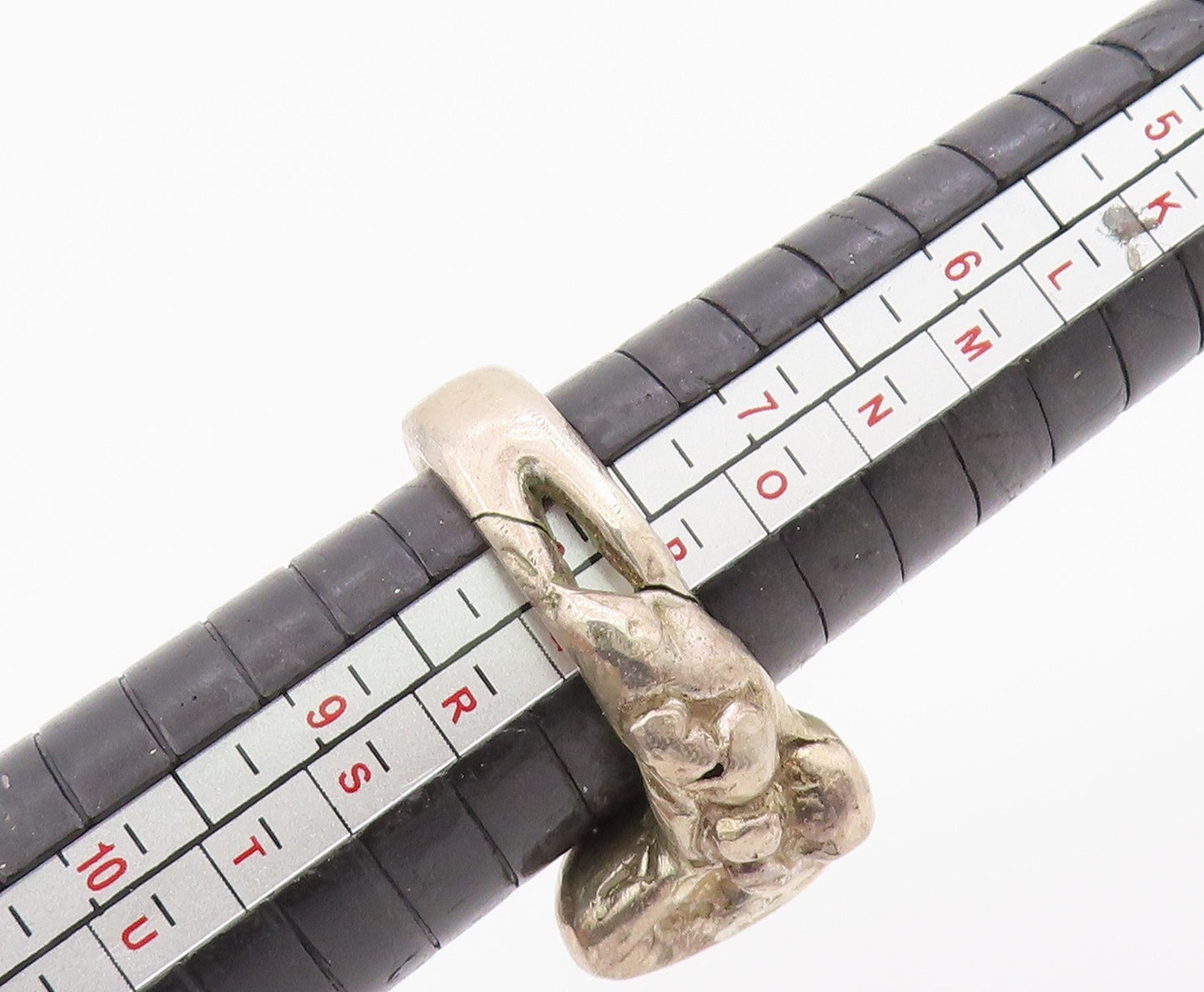 925 Sterling Silver Vintage Ring Brutalist Solid Sculptural Band Sz 8 RG36327