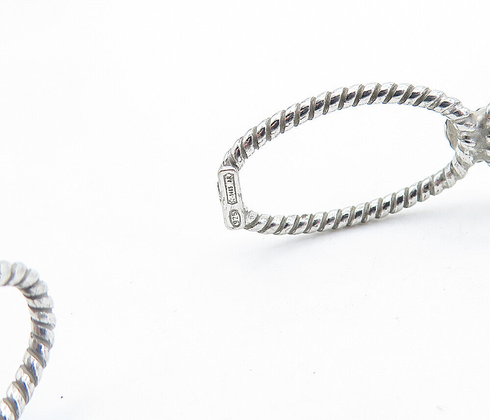 925 Sterling Silver Shiny Love Heart Open Twist Design Cuff Bracelet BT2441