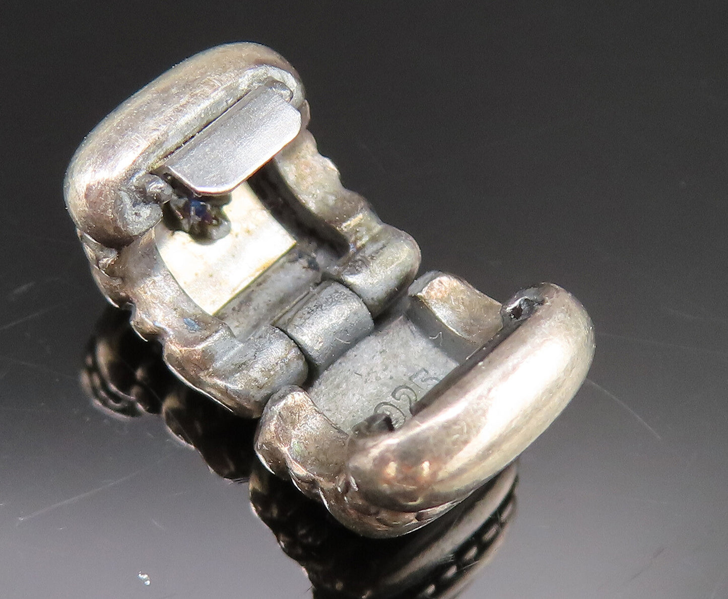 PANDORA 925 Silver Vintage Beaded Ribbed Clip Charm Pendant (OPENS) PT21248
