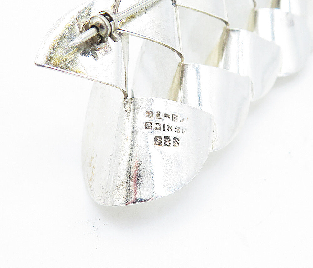 MEXICO 925 Sterling Silver Vintage Shiny Modernist Bows Brooch Pin BP2731