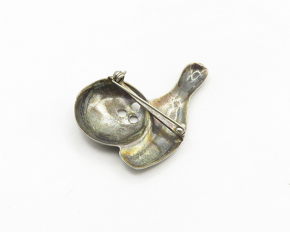 925 Sterling Silver Vintage Dark Tone Bowling Ball & Pin Brooch Pin BP7088