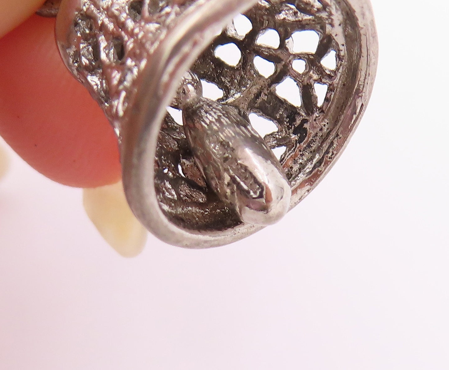 925 Sterling Silver Vintage Pendant Openwork Bell With Movable Clapper PT26453