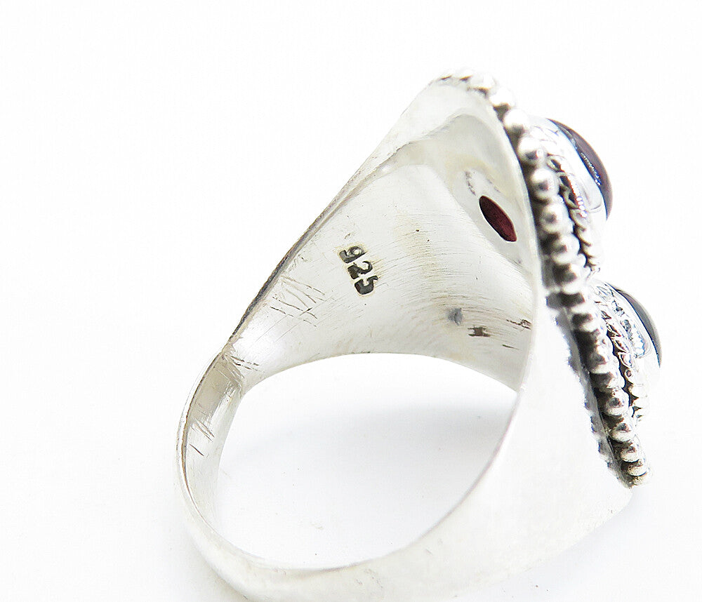 925 Sterling Silver Cabochon Cut Amethyst Twist Cocktail Ring Sz 7.5 RG7906