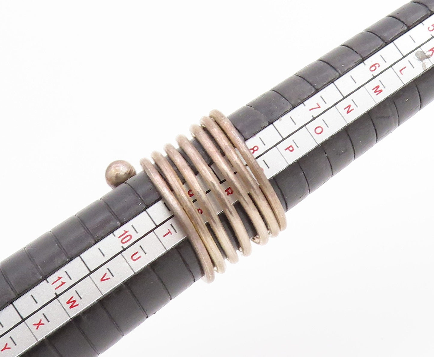 925 Sterling Silver Vintage Ring Coiled Wire With Ball Ends Band Sz 9 RG33908