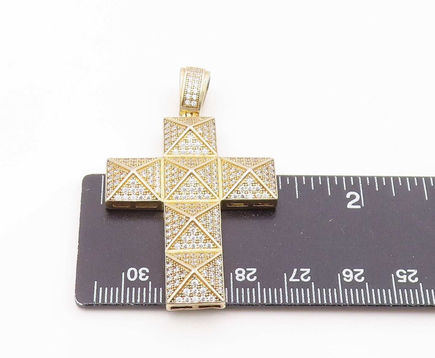 925 Sterling Silver Vintage Cubic Zirconia Religious Cross Pendant PT18899