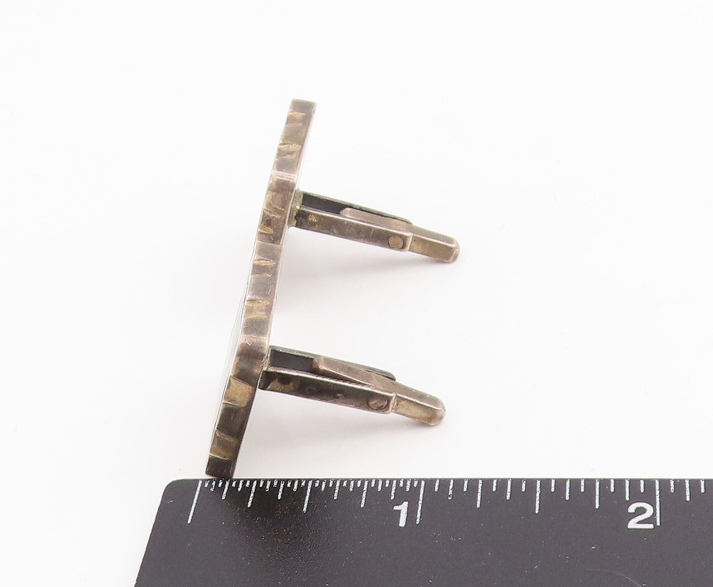 925 Sterling Silver Vintage Cuff Links MEXICO Mother Of Pearl Geometric TR4049