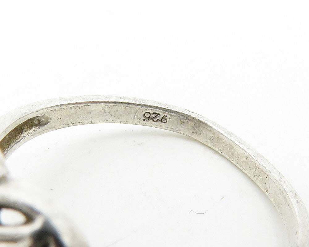 925 Sterling Silver Vintage Diamond Cut Floral Heart Band Ring Sz 8.5 RG18584