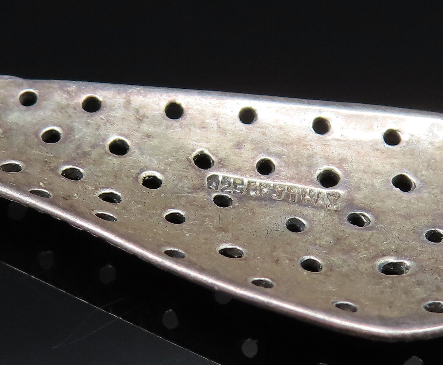 925 Silver Vintage Fashion Hammered Open Holes Triangular Earrings EG11984