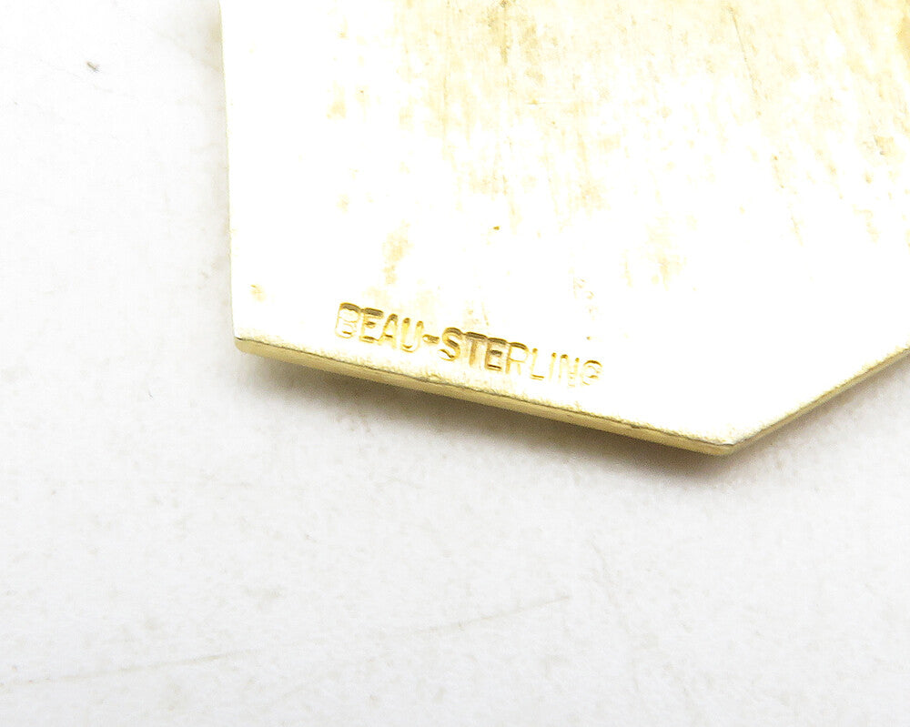 BEAU 925 Silver Vintage Shiny Gold Plated Dog In Dog House Pendant PT9596