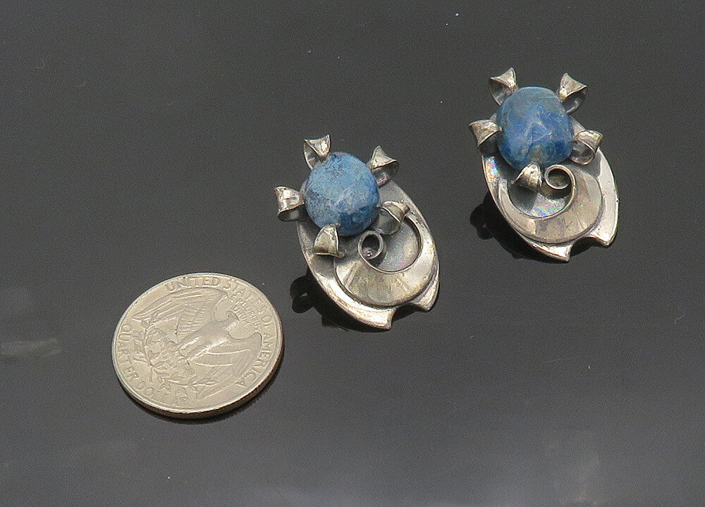 925 Sterling Silver Vintage Sodalite Non Pierce Drop Earrings EG10137
