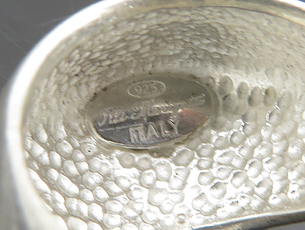 FLLI MENEGATTI 925 Silver Vintage Black Enamel Dome Band Ring Sz 6 RG24019