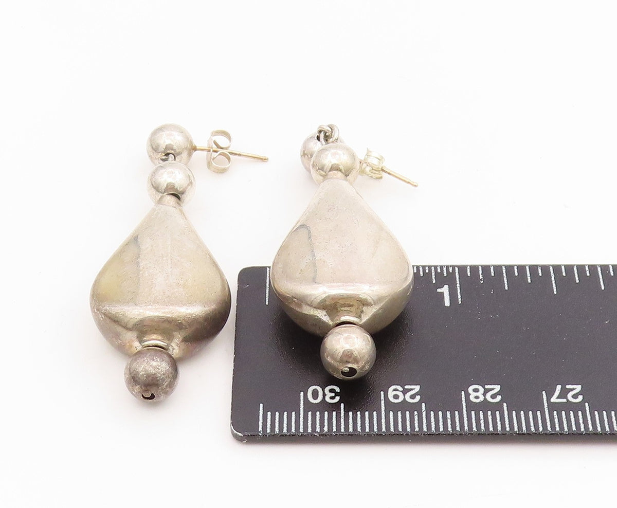 14k Gold & 925 Sterling Silver Vintage Earrings Classic Teardrop Dangle EG13942