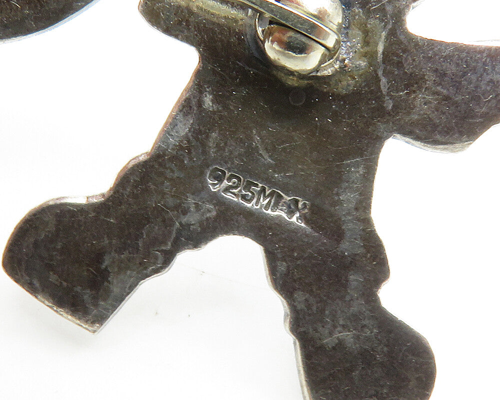 MEXICO 925 Sterling Silver Vintage Inspirational Children Brooch Pin BP5400