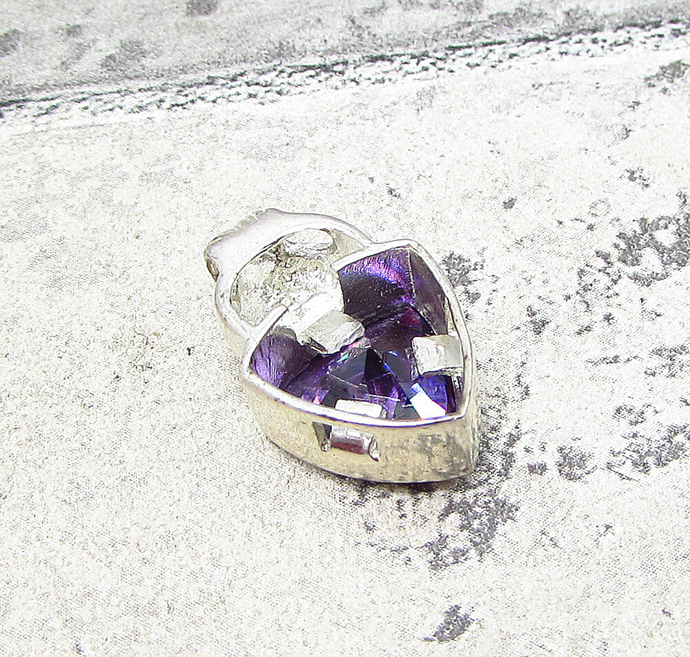 925 Sterling Silver Faceted Amethyst Triangular Slider Pendant PT1493