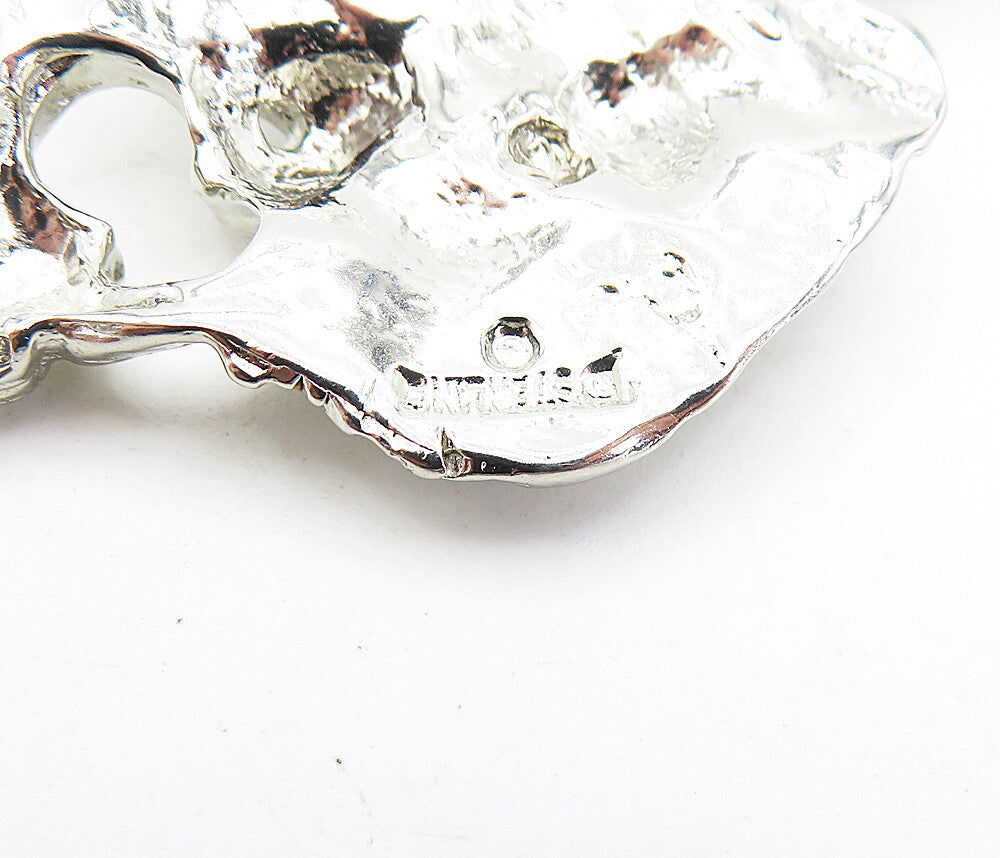 925 Sterling Silver Vintage Cubic Zirconia Sculpted Face Pendant PT3694