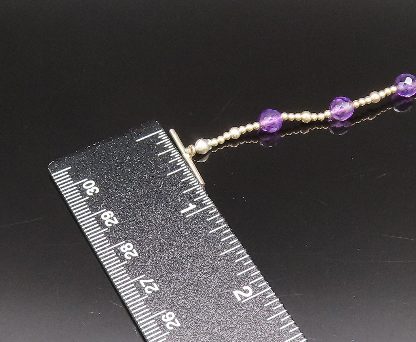 925 Silver Vintage Unique Rhodolite Garnet & Amethyst Beads Necklace NE4001