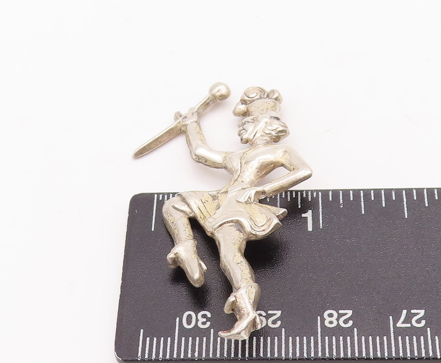 925 Sterling Silver Vintage Brooch Pin Dancing Man With Hat & Stick BP11100
