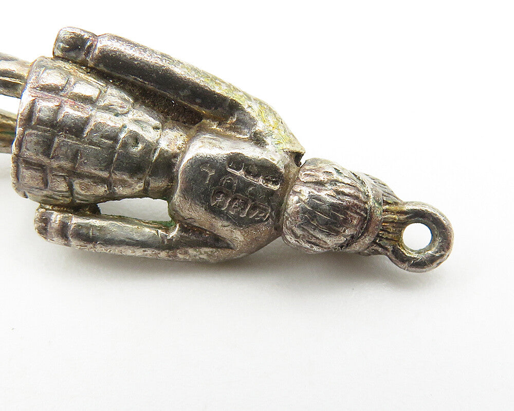 925 Sterling Silver Vintage Petite Dark Tone Man In Kilt Pendant PT8414