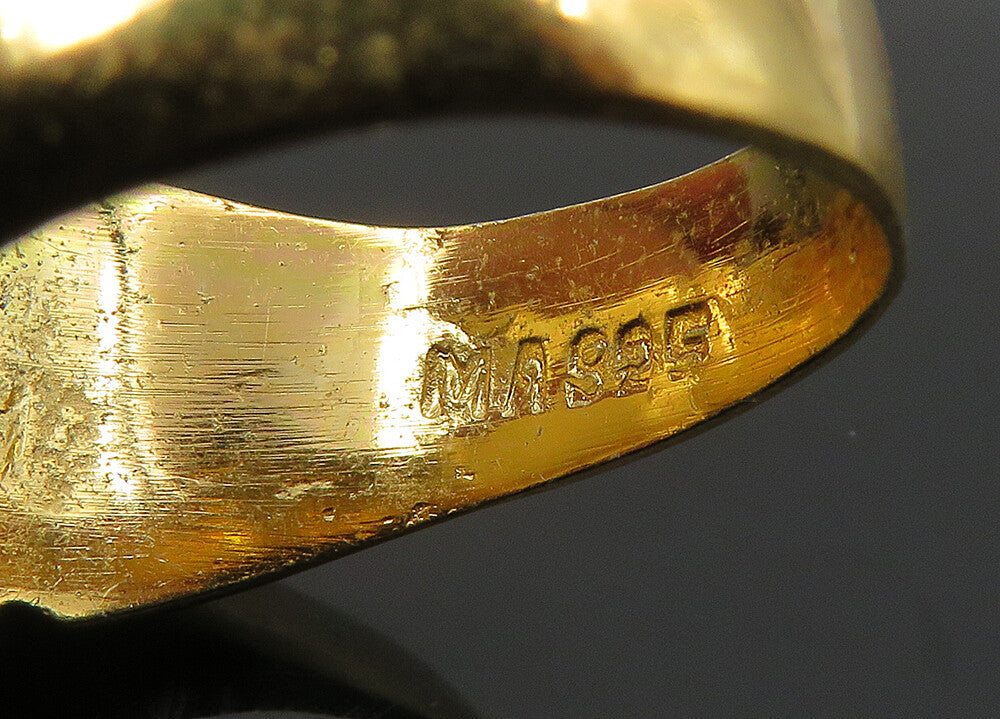 MEXICO 925 Silver Vintage Shiny Gold Plated Fluted Band Ring Sz 10 RG22473