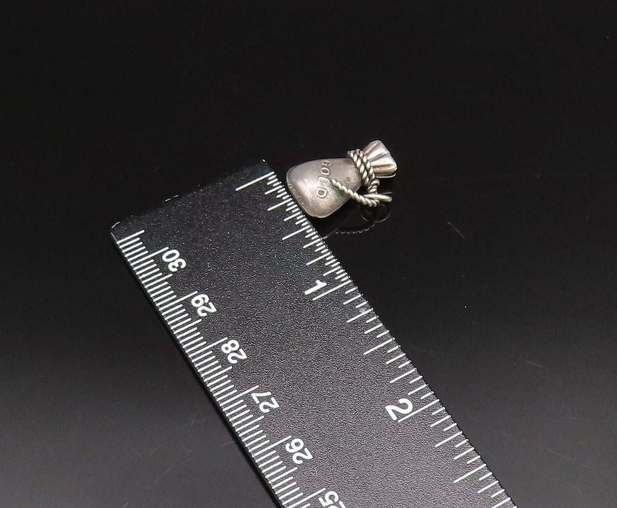 925 Sterling Silver Vintage Sack Of Gold Charm Pendant PT21632
