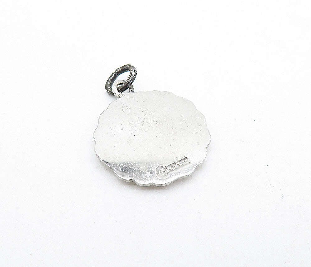 925 Sterling Silver Vintage Enamel Methodist College Drop Pendant PT3135