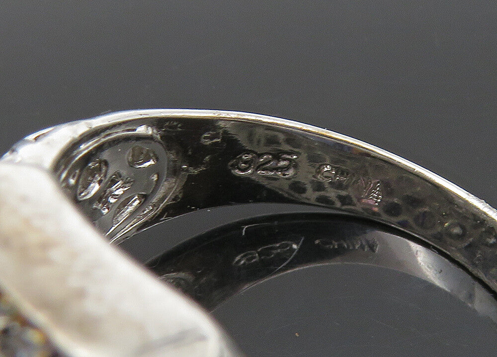 925 Silver Vintage Pink Cubic Zirconia 2 Tone Cocktail Ring Sz 10 RG23089