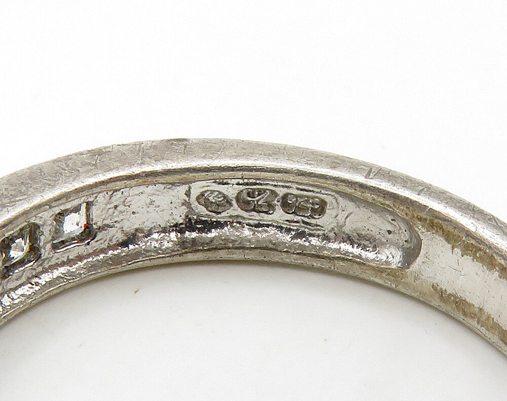 925 Sterling Silver Vintage Cubic Zirconia Large Band Ring Sz 10.5 RG16176