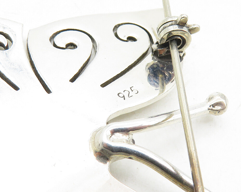 925 Sterling Silver Vintage Shiny Swirl Butterfly Motif Brooch Pin BP3679