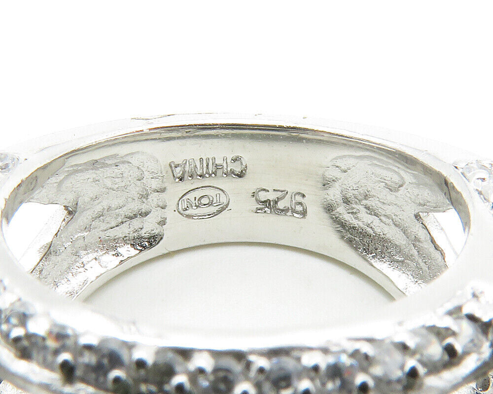925 Sterling Silver Peridot & White Topaz Shiny Cocktail Ring Sz 5 RG12709