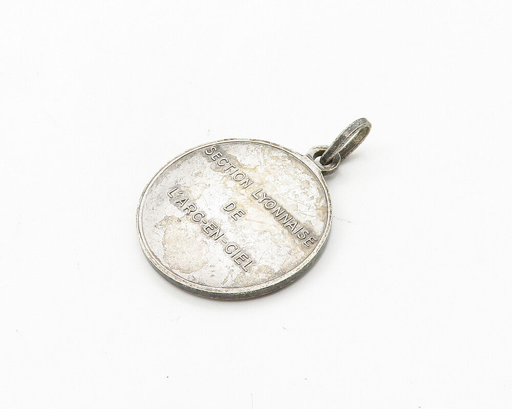 925 Sterling Silver Vintage Dark Tone Exposition Medal Pendant PT15370
